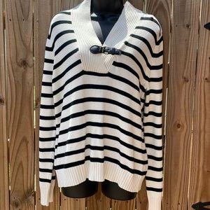 Chaps Striped cotton Sweater With Leather Buckle size L